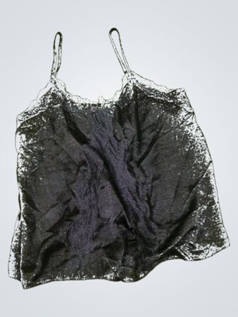 Unbranded Black Lace Trim Satin Cami Top