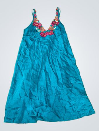 Blue Dress with Floral Accent