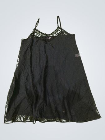 Black Nightgown with Lace Trim