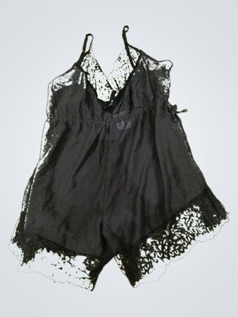 Black Lace Trim Romper