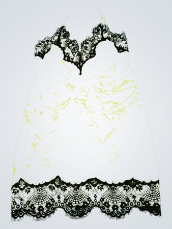 Yellow Chemise with Black Lace Trim