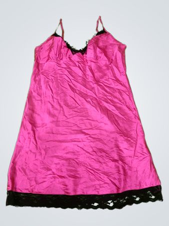 Pink Nightgown with Black Lace Trim
