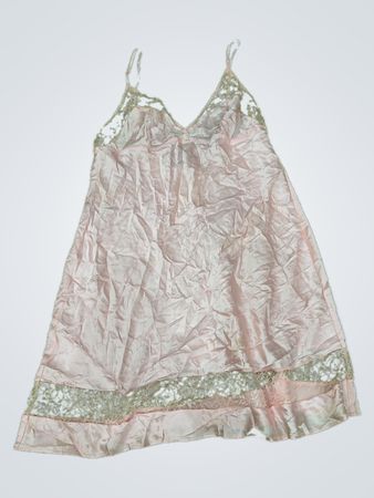Pink Lace Trim Slip Dress