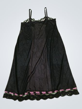 Black Nightgown with Lace and Pink Trim