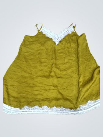 Yellow Camisole with White Lace Trim