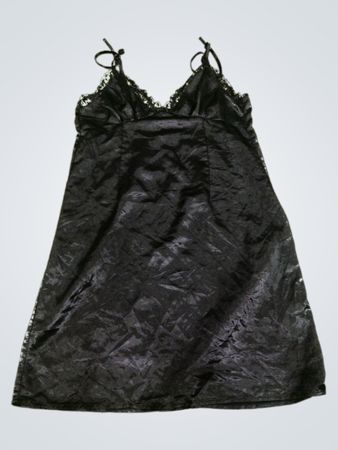 H&M Black Lace Trim Satin Slip Dress