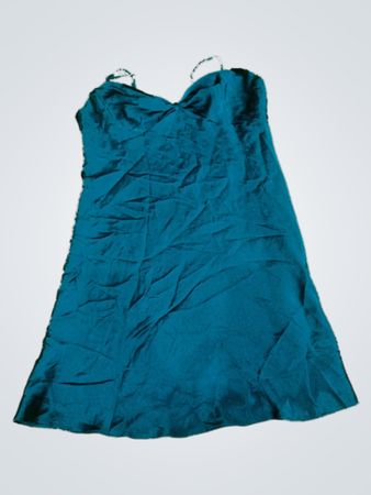 Unbranded Teal Satin Slip Mini Dress