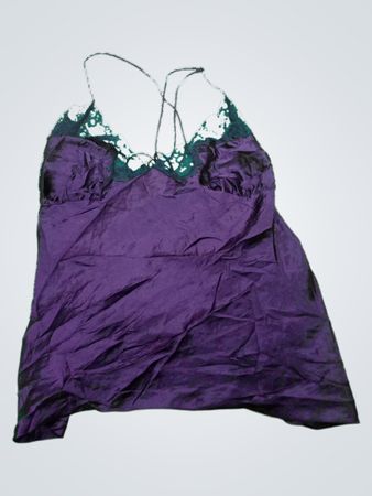 Purple Silk Chemise with Lace Trim