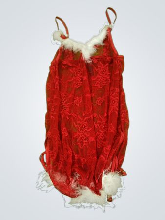 Ann Summers Red Lace Babydoll Lingerie with Fur Trim