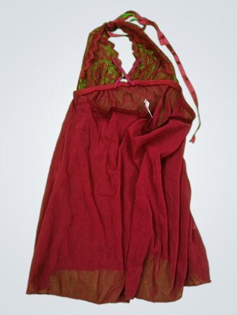 Red Lace-Trimmed Halter Top