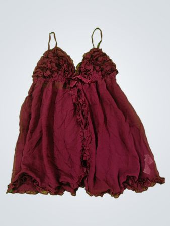 Wine-colored Chemise with Ruffled Details