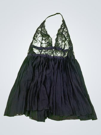 Black Lace-Trimmed Romper