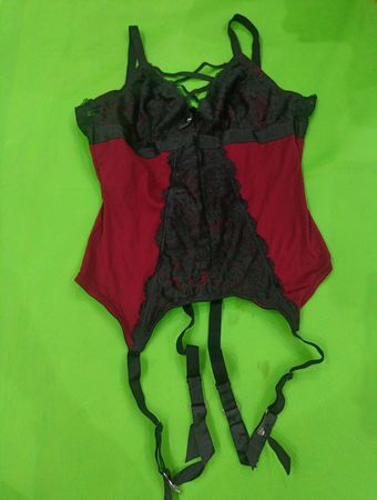 Red and Black Lace Bodysuit