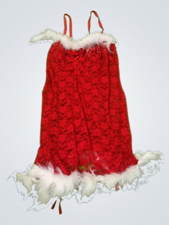 Ann Summers Red Lace Babydoll with Fur Trim