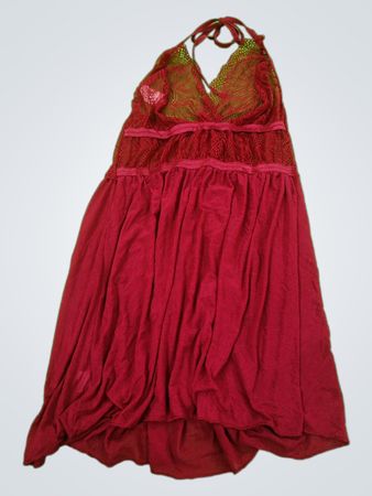 Red Lace Halter Dress