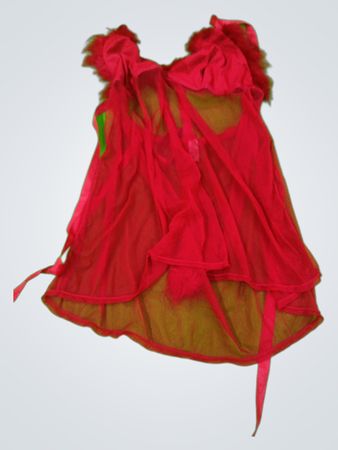 Unbranded Red Sheer Feather Trim Cami Top