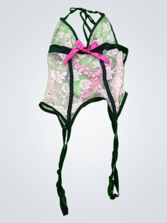 Lace Bodysuit with Pink Bow