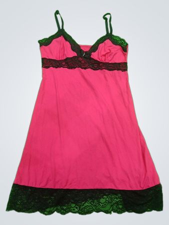 Pink Nightgown with Black Lace