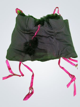 Black Corset with Pink Ribbons