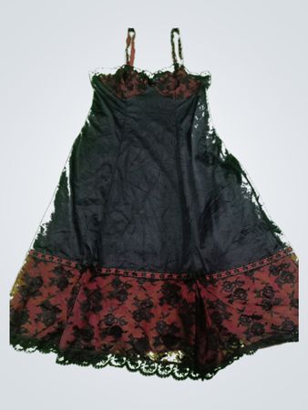 Black and Red Lace Trim Chemise
