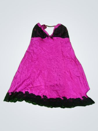 La Senza Pink Satin Slip Dress with Lace Trim