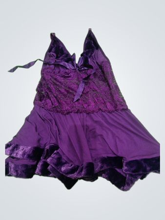 Unbranded Purple Lace Trim Slip Dress