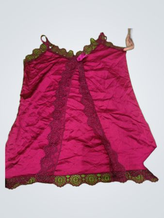 Purple Satin Lace Trim Cami Top
