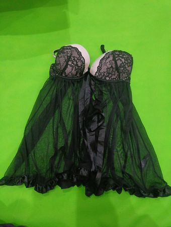 No Secret Black Lace Babydoll Chemise
