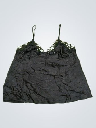 Unbranded Black Lace Trim Satin Cami Top