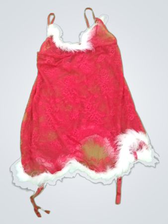 Red Lace Babydoll with Fur Trim