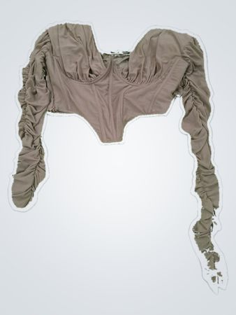 Taupe Puffed Sleeve Tube Top