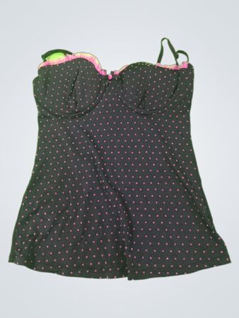 Unbranded Black Polka Dot Bralette with Pink Fur Trim