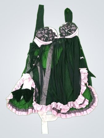 Black Sheer Babydoll with Pink Ruffles