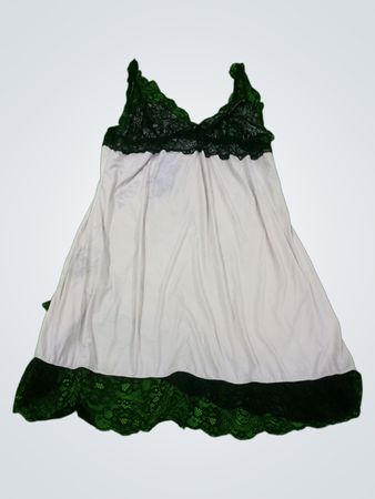 White and Black Lace Trim Chemise