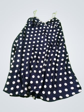 Unbranded Navy Polka Dot Satin Slip Dress