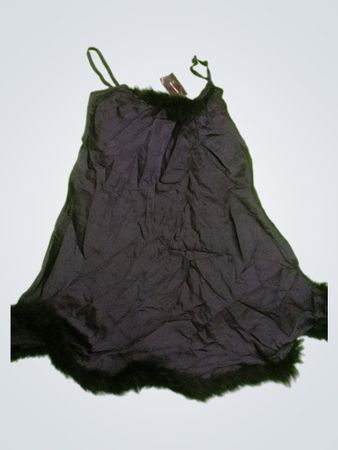 Black Fuzzy Trim Top