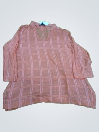 Peach Plaid Long-Sleeve Tunic
