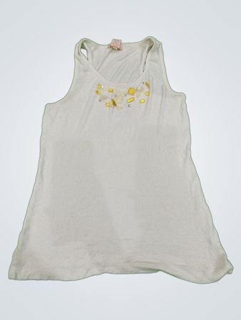 White Tank Top with Beaded Neckline