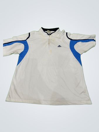 Adidas White Polo Shirt with Blue Accents