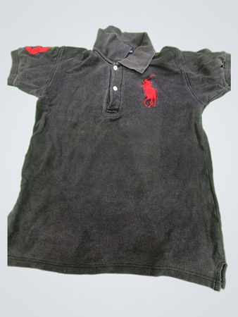 Gray Polo Shirt with Red Logo