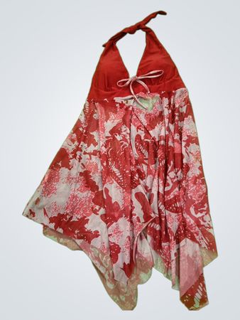 Red and White Floral Halter Neck Top