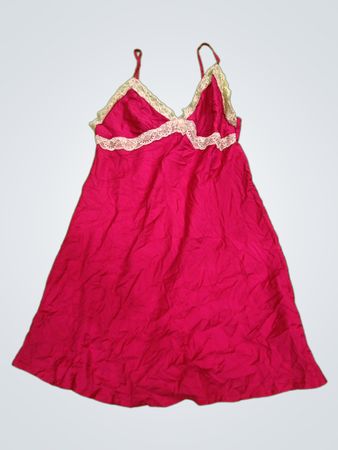 Magenta Lace Trim Slip Dress