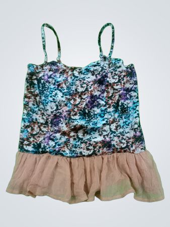 Floral Pattern Top with Ruffled Hem