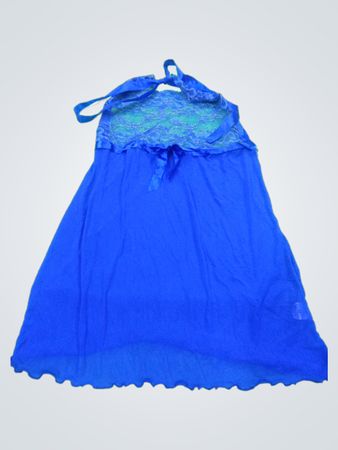 Blue Lace Halter Neck Dress