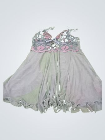 Unbranded Lace Trimmed Gray Slip Dress