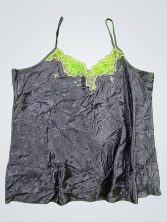 Gray Silk Camisole with Lace Trim
