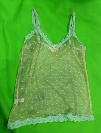 Green Sheer Camisole with Lace Trim