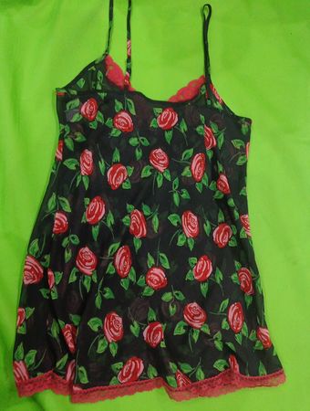 Lace Trim Camisole with Rose Print
