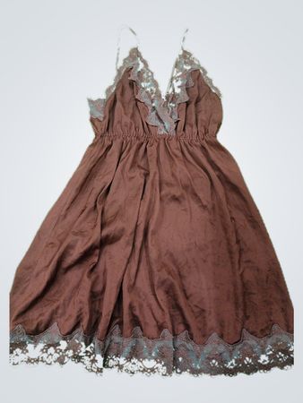 Brown Lace Trim Nightgown