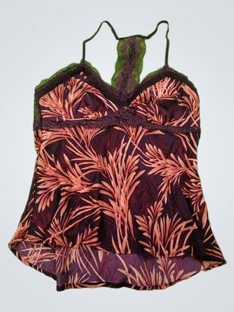 Lace-Trimmed Camisole with Tropical Print